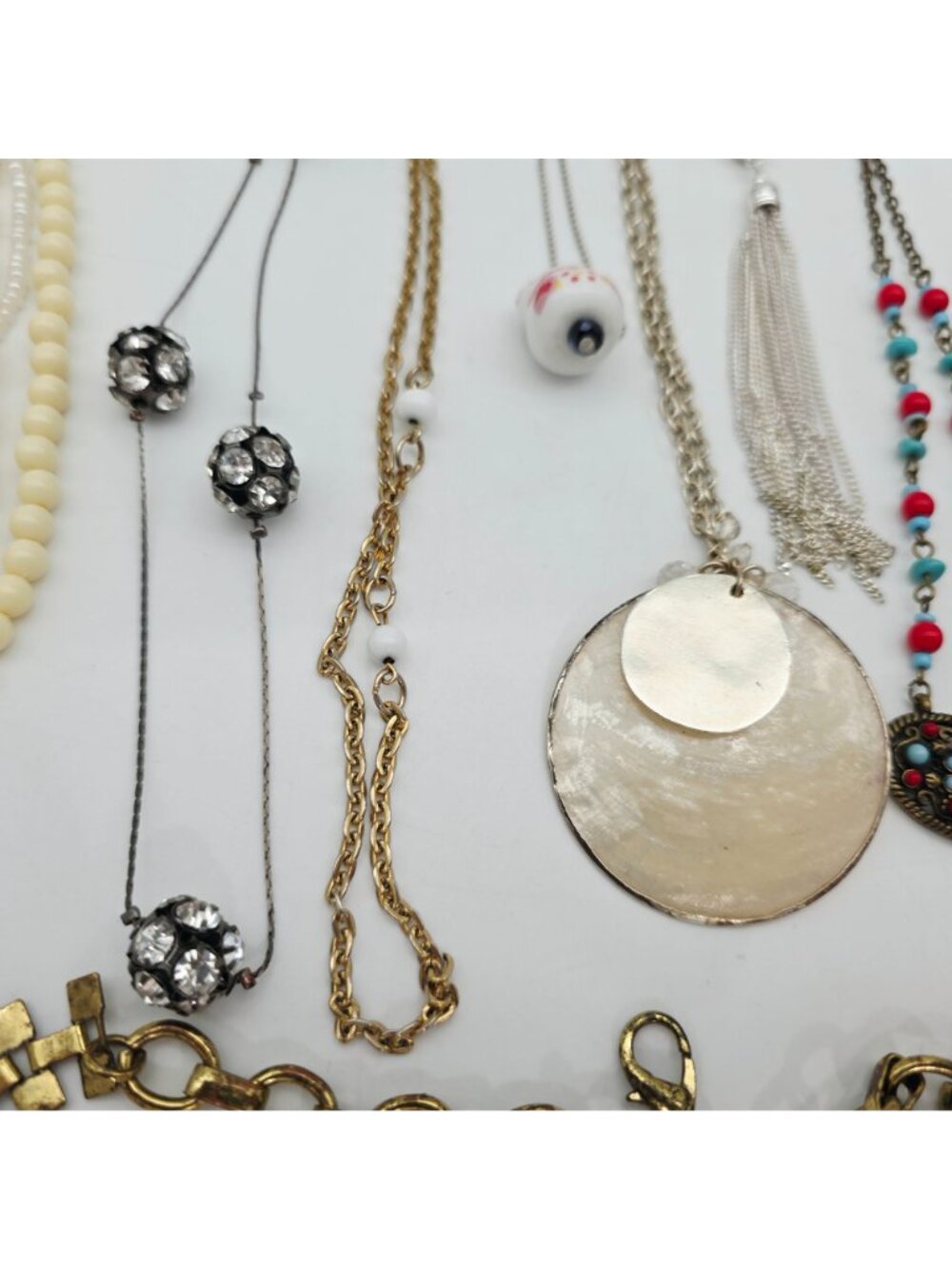 Mixed Lot Fashion Necklaces & Chains Beaded Rhinestone Pendant Craft Lot AS IS - Picture 8 of 11